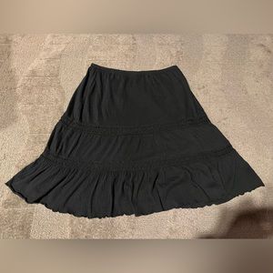 Black Midi Skirt tiered Aline